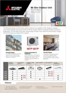 Mitsubishi Electric Mr Slim SUZ-M Series outdoor unit product flyer